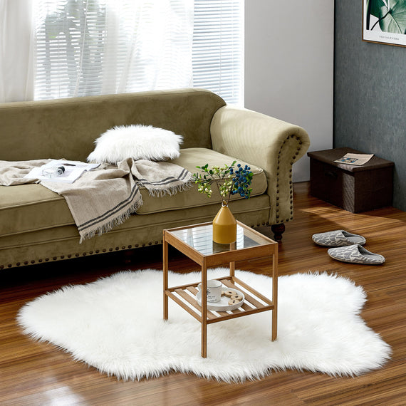 Lammfell Kunstfell Teppich Vorleger | Weiss - Schaffell
